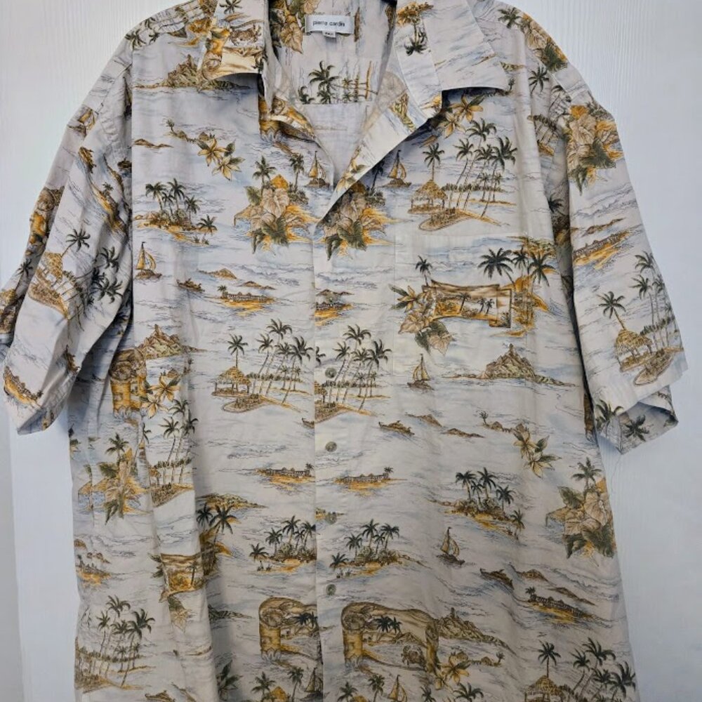 Pierre Cardin Men's S/S Hawaiian shirt with tropical‎ pattern Size 2XLT